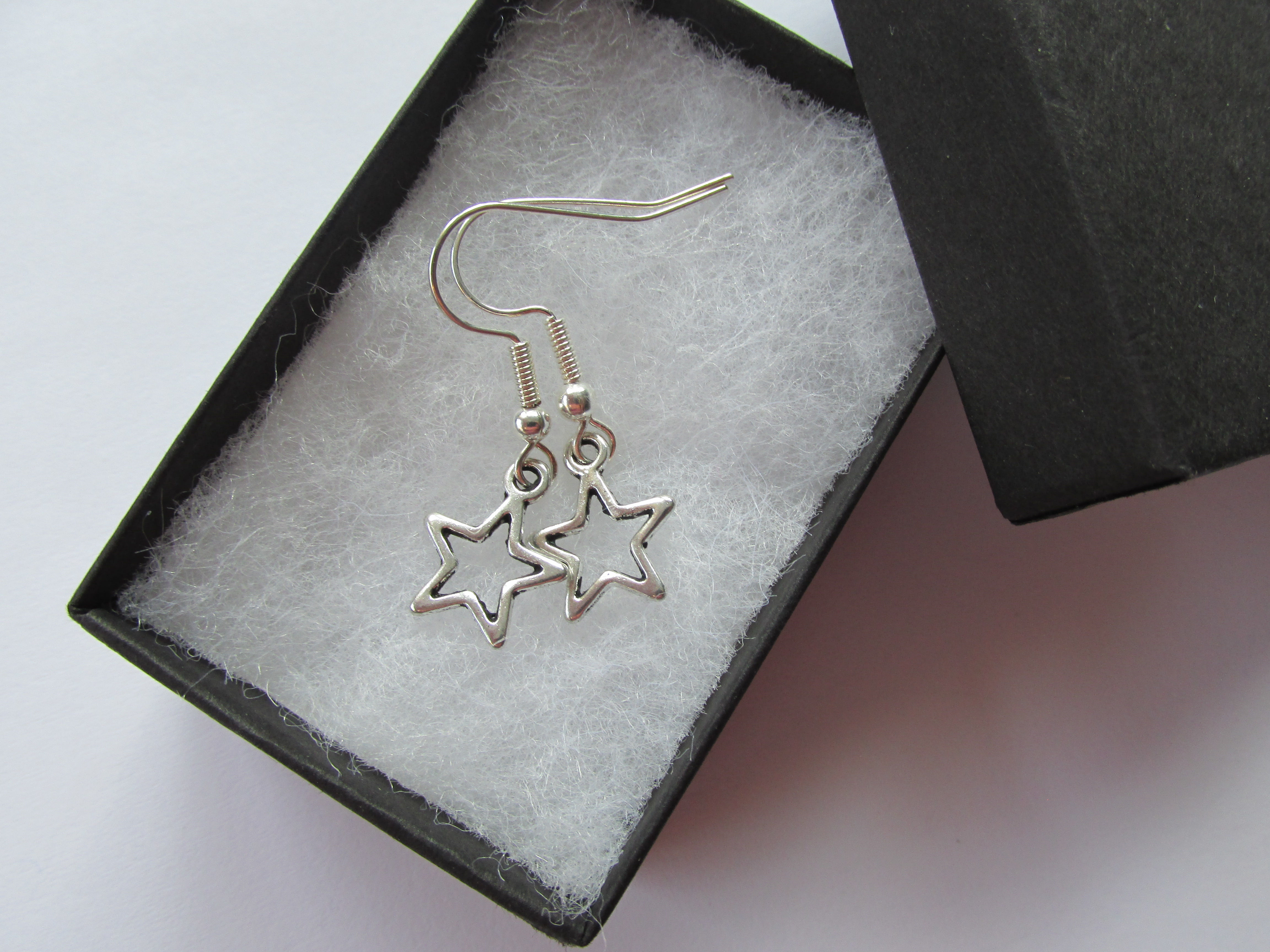 Handmade Dangle Tibetan Silver Star Pendant Earrings