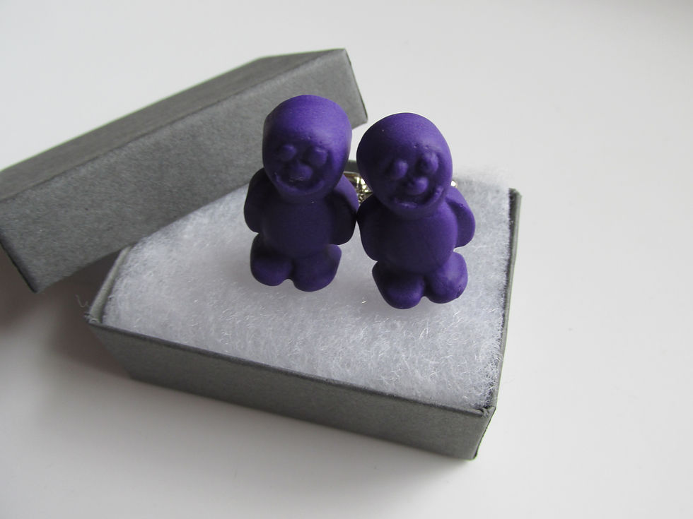 Thumbnail: Handmade Fimo Novelty Fun Food - Purple Jelly Baby Sweets Cufflinks