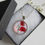 Thumbnail: Handmade Red Poppy Inspired Print - Glass Pendant Chain Necklace