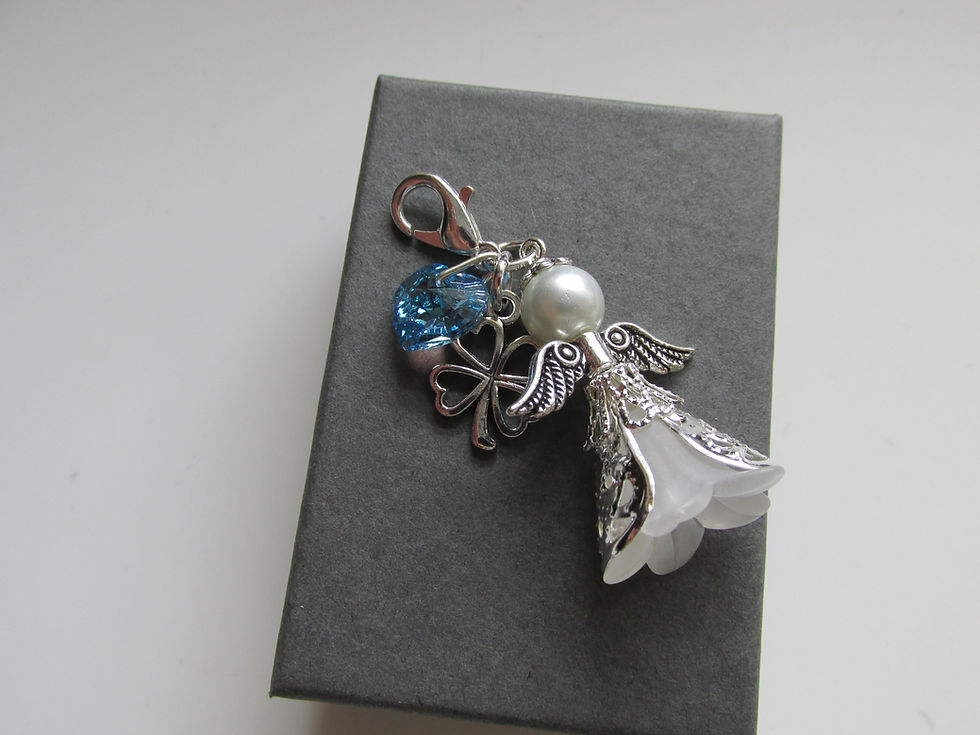 Thumbnail: Wedding Gift for The Bride - Something Blue Crystal Heart / Lucky Clover & Angel