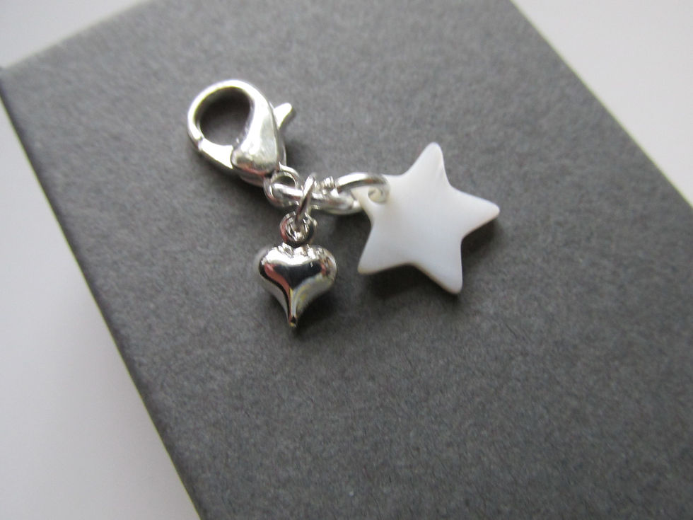 Thumbnail: Handmade Mother of Pearl Star Gemstone & Mini Heart Clip on C