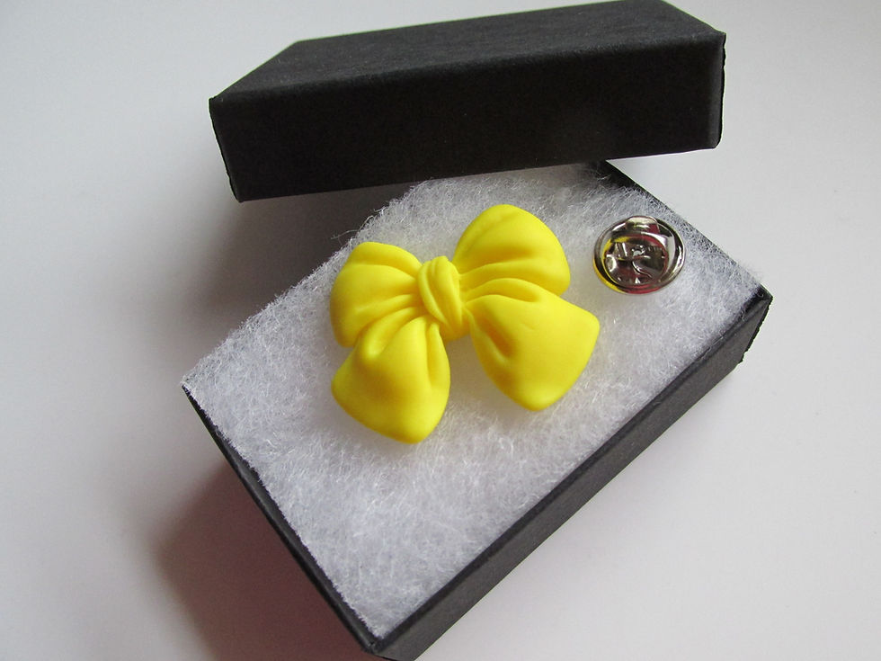 Thumbnail: Handmade Fimo Yellow Awareness Ribbon Brooch Tac Pin 13272