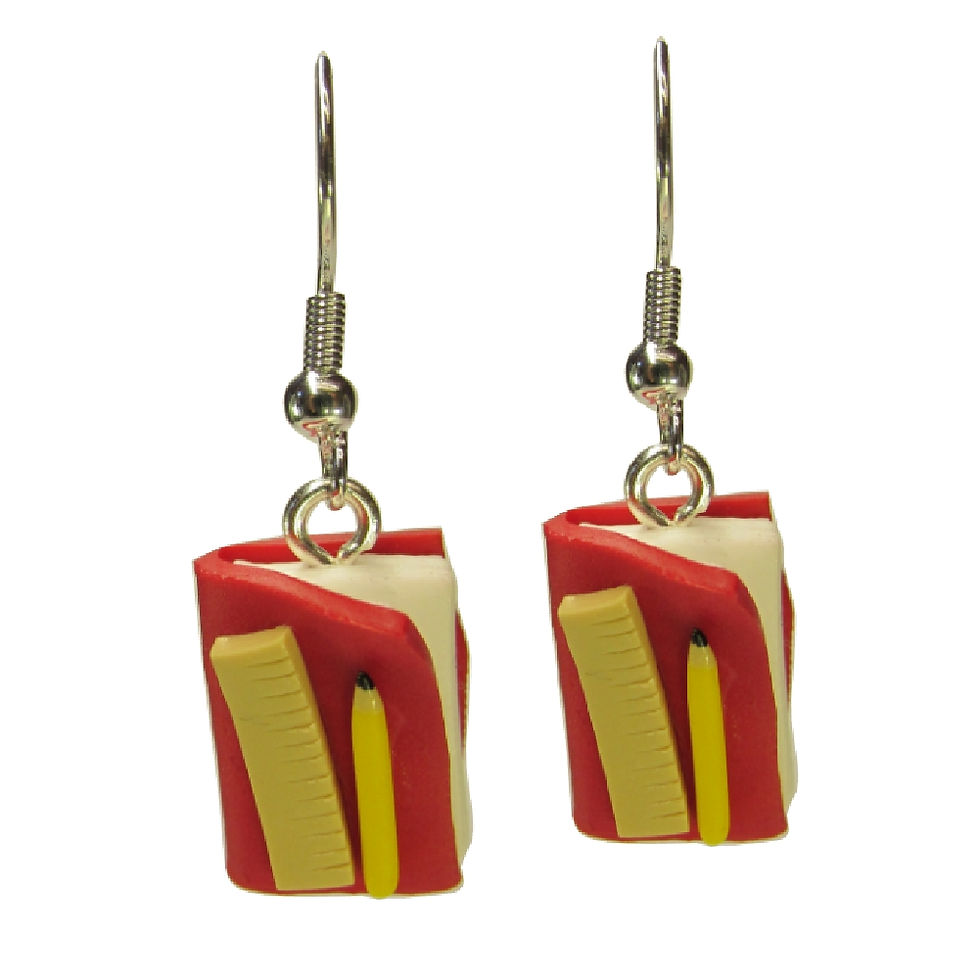 Thumbnail: Handmade Fun Miniature Red Text Reading Book Ruler Pencil Pendant - Thank You -