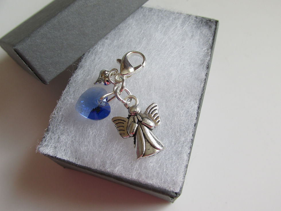 Thumbnail: Handmade Wedding Gift for the Bride Something Blue Heart & Angel Clip on Charm