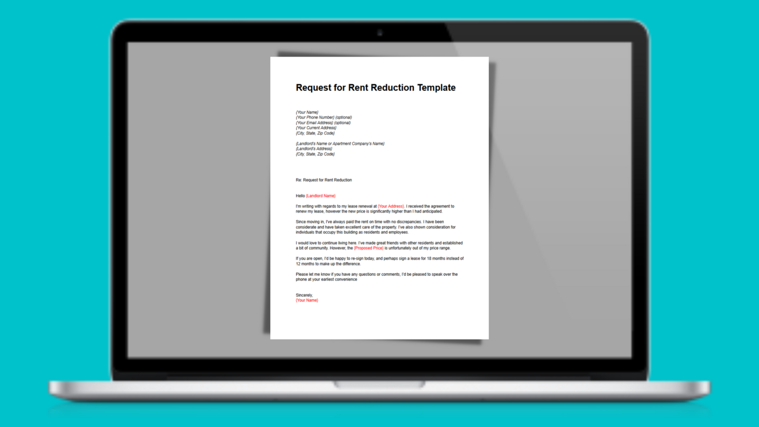 Request for Rent Reduction Template