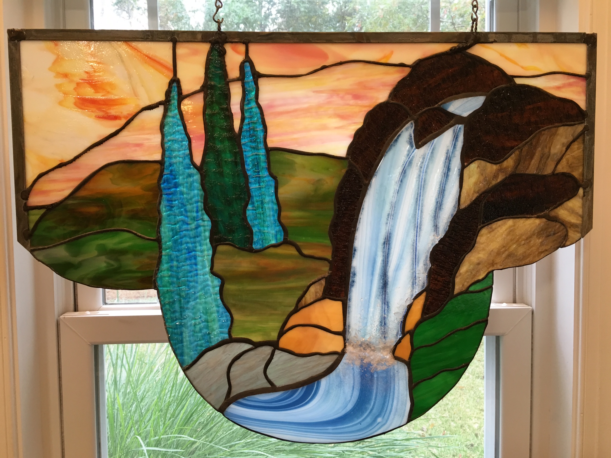 Waterfall stained glass