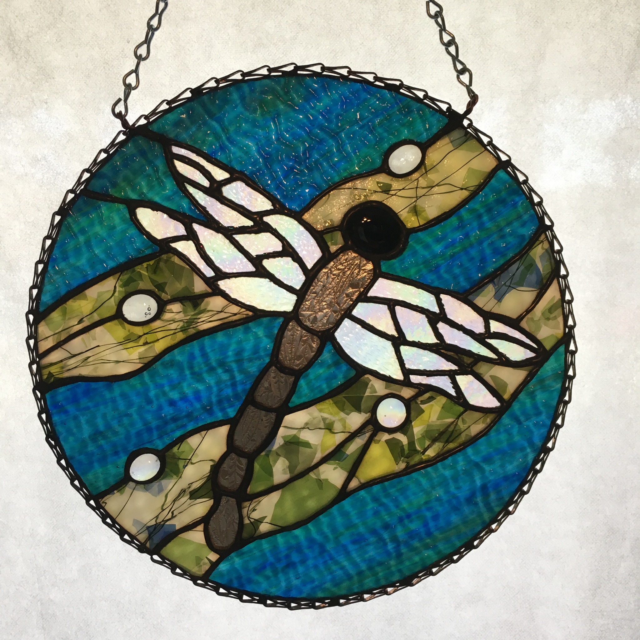 Stained glass dragonfly