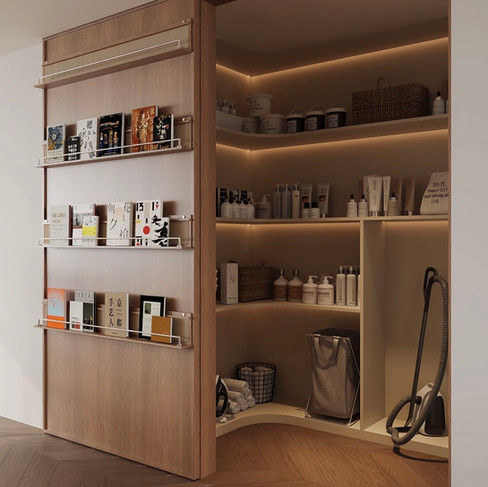 a large, brown storage area