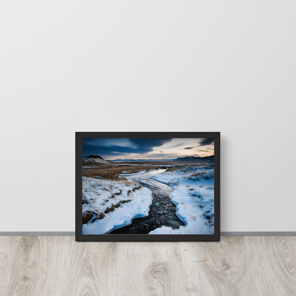 Thumbnail: Silhouette Water Reflection AI Art Poster of a snowy landscape by DesignByGade