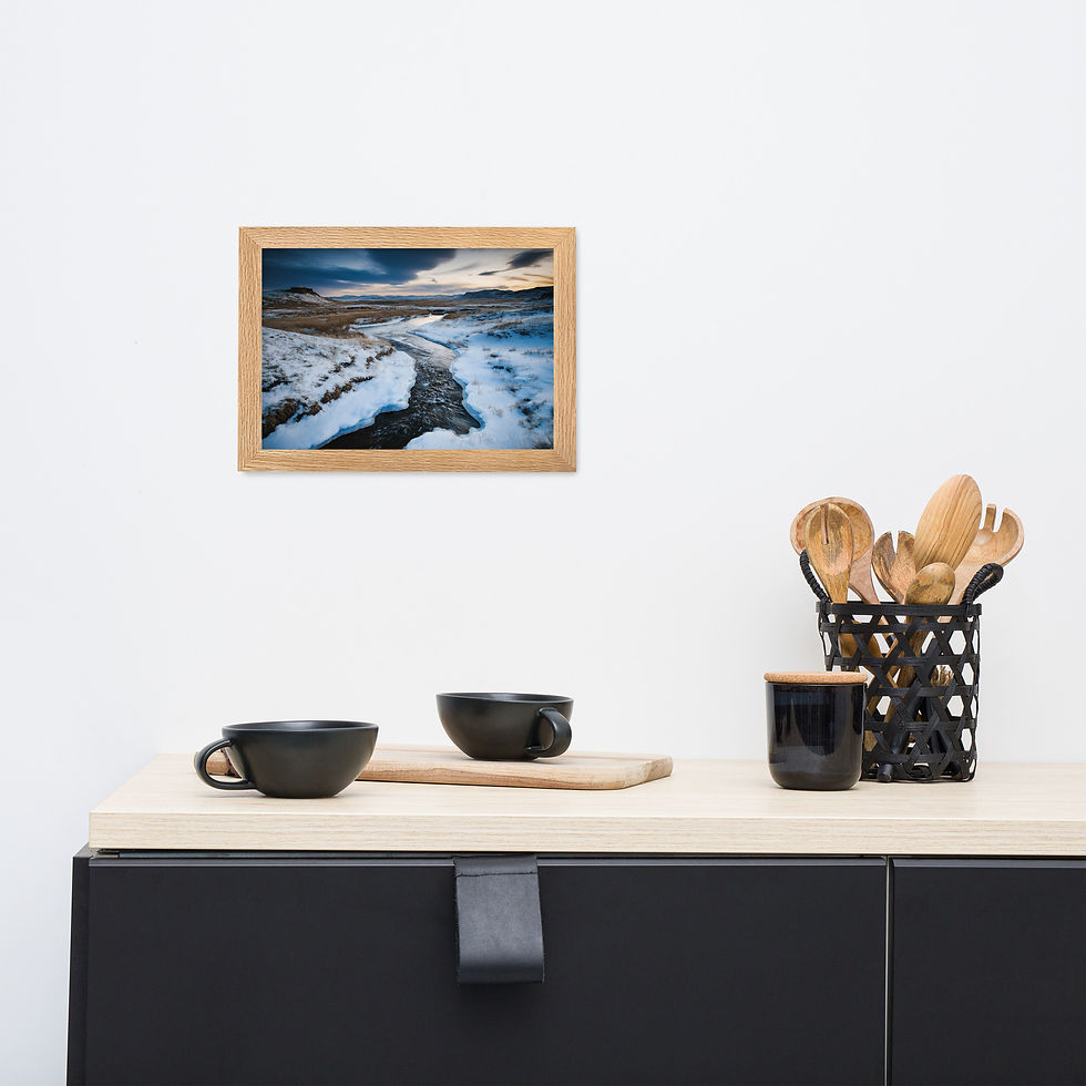 Thumbnail: Silhouette water reflection AI art poster displayed by DesignByGade