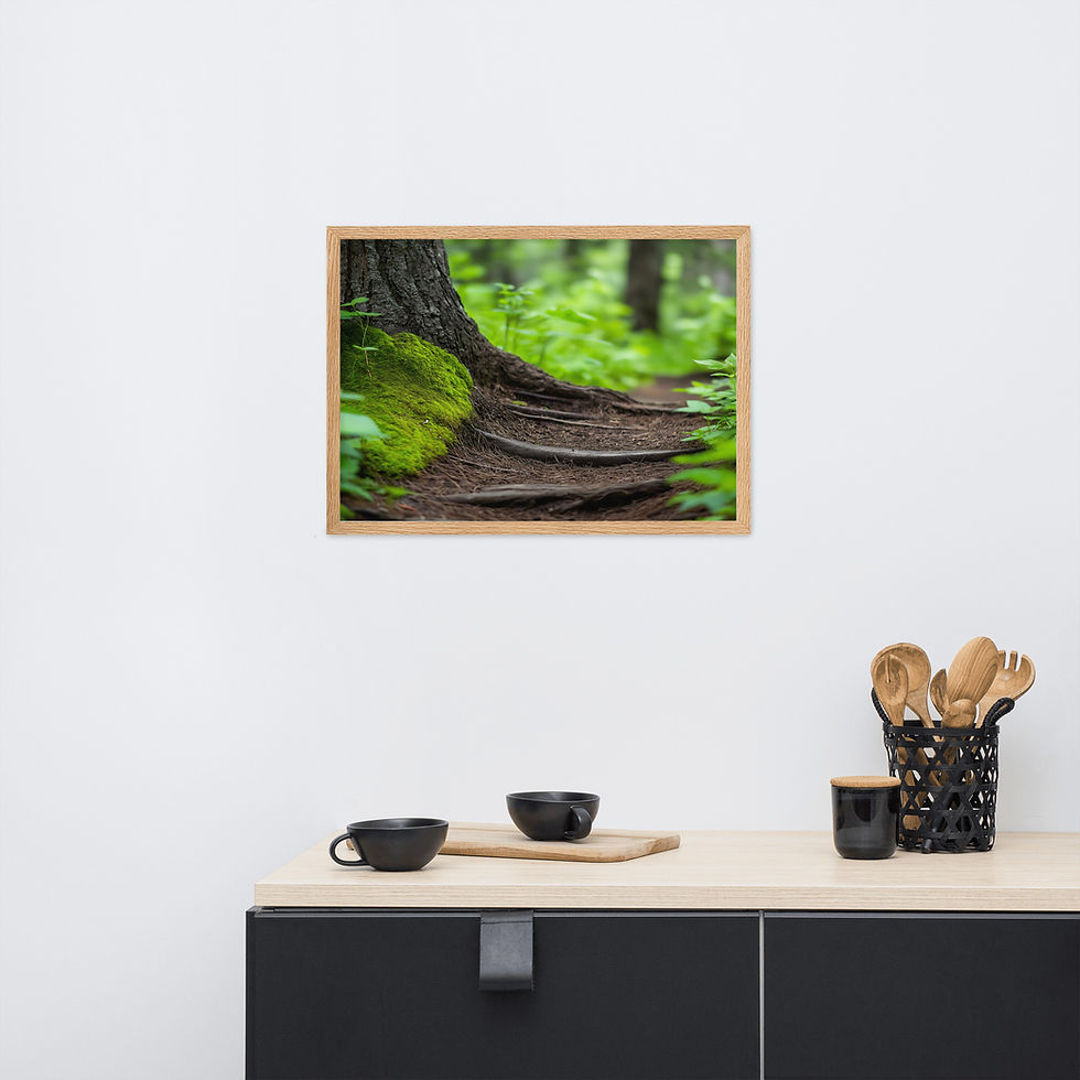 Thumbnail: Framed section of a tree trunk and path, a DesignByGade poster.