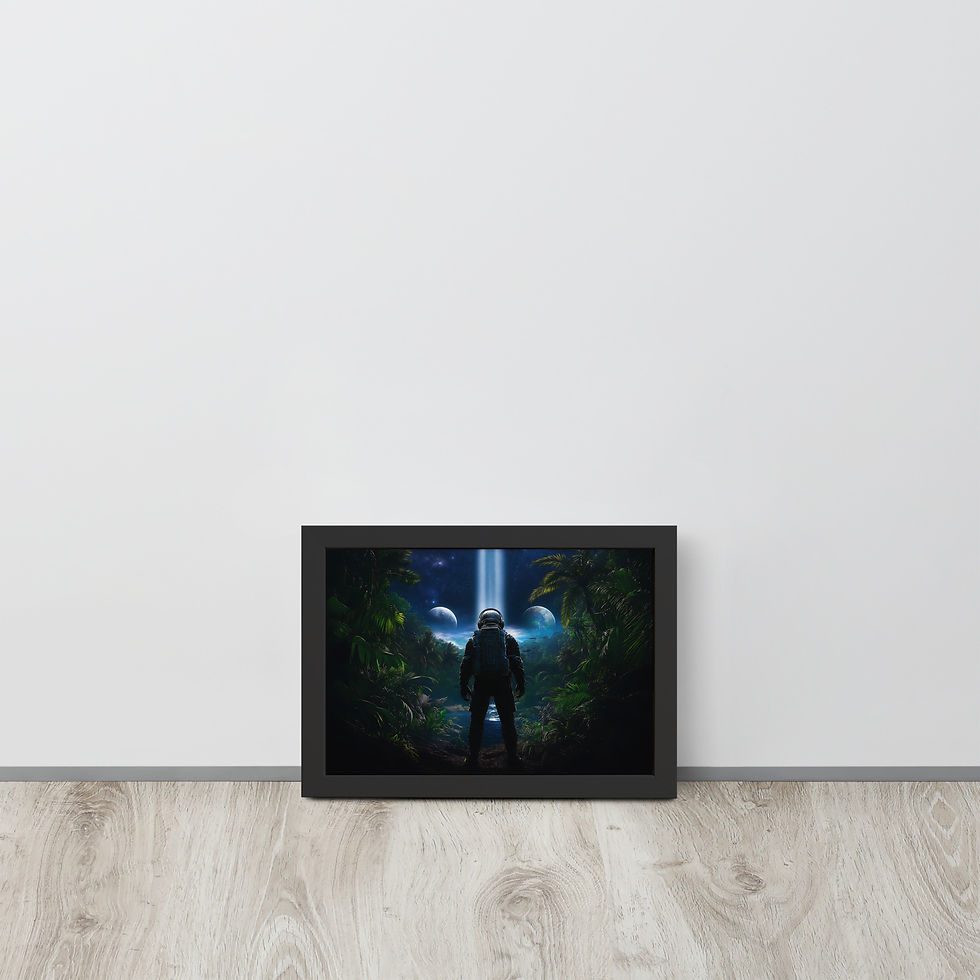 Thumbnail: Framed Aurora Forest AI art poster by DesignByGade