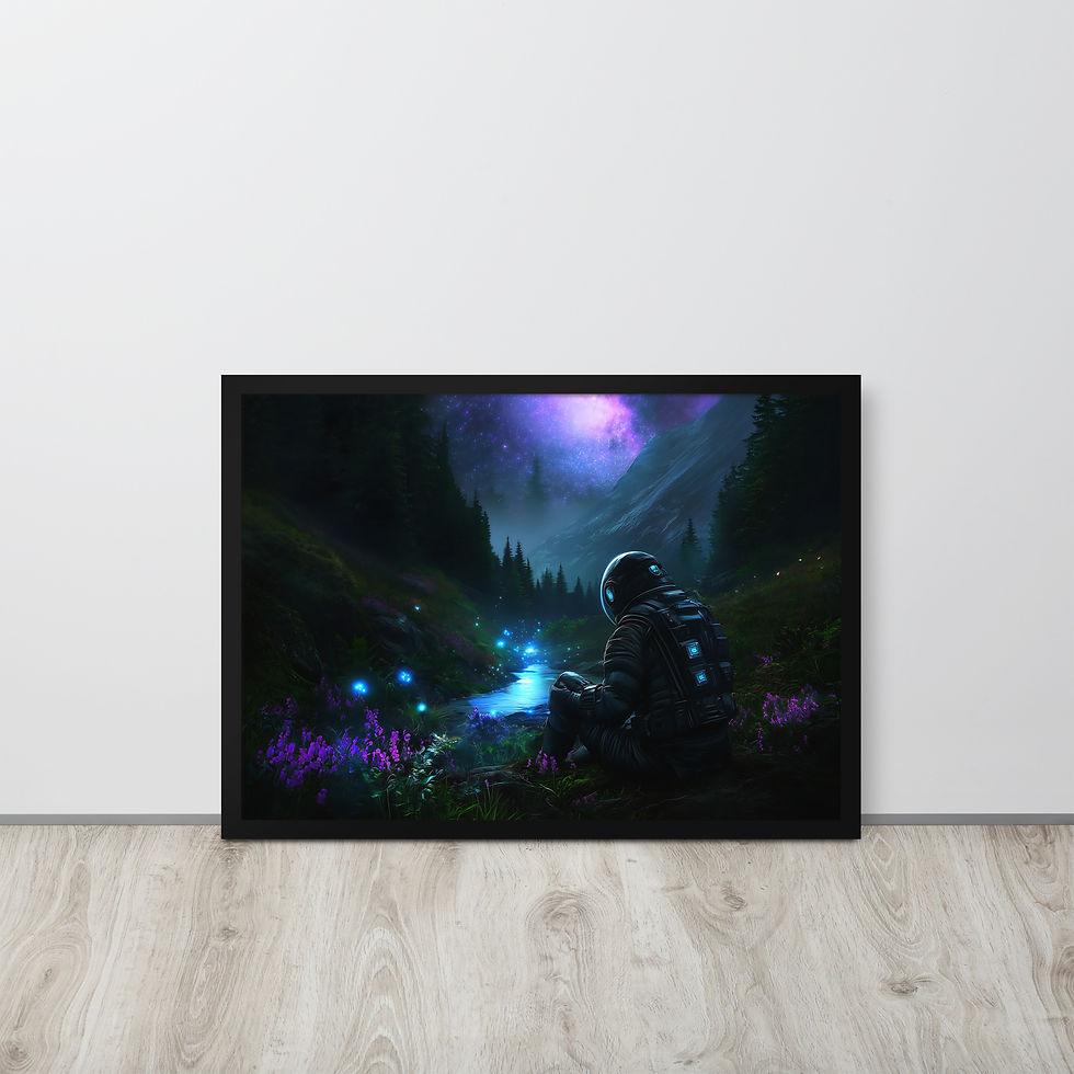 Thumbnail: Framed Aurora Forest artwork from DesignByGade.