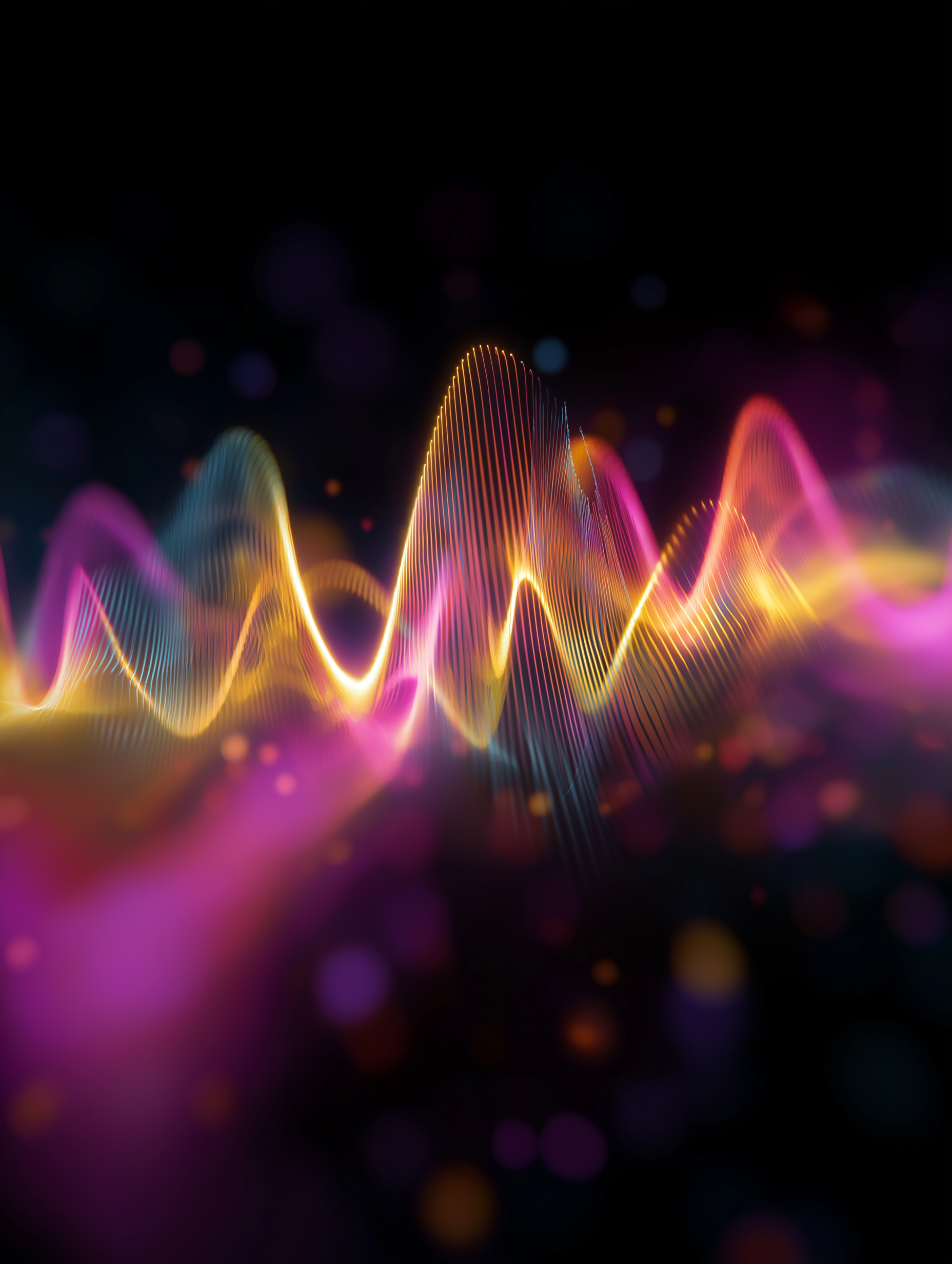 Sound Wave Visualization (Vibrant Colors on Black) Poster