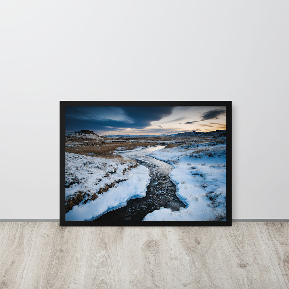 Thumbnail: Still Waters & Mountain Silhouettes AI art poster by DesignByGade