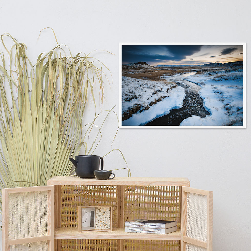 Thumbnail: Still Waters & Mountain Silhouettes AI art poster by DesignByGade