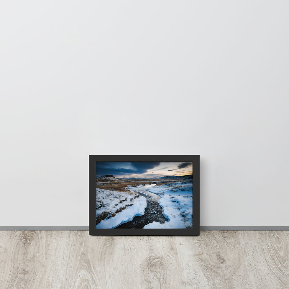 Thumbnail: Still Waters & Mountain Silhouettes AI art poster by DesignByGade