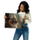 Thumbnail: a woman with long dark hair holding a large portrait of a cat, realistic, detailed, intricate, high quality, lifelike, 8k resolution