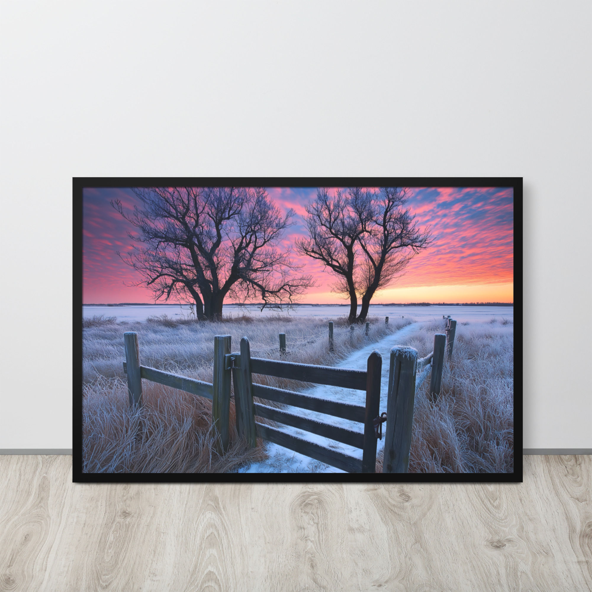 Two Trees Winter Dawn framed art by DesignByGade