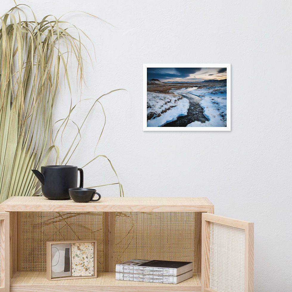 Thumbnail: Silhouette Water Reflection AI Art Poster on display at DesignByGade