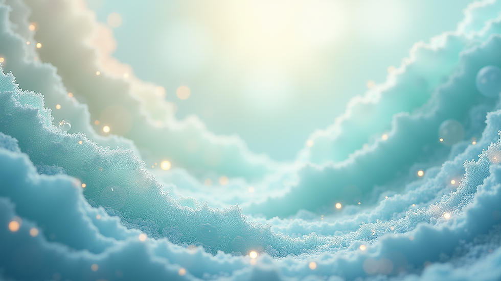 Eye-level view of a digital poster with soft pastel colors and layered textures