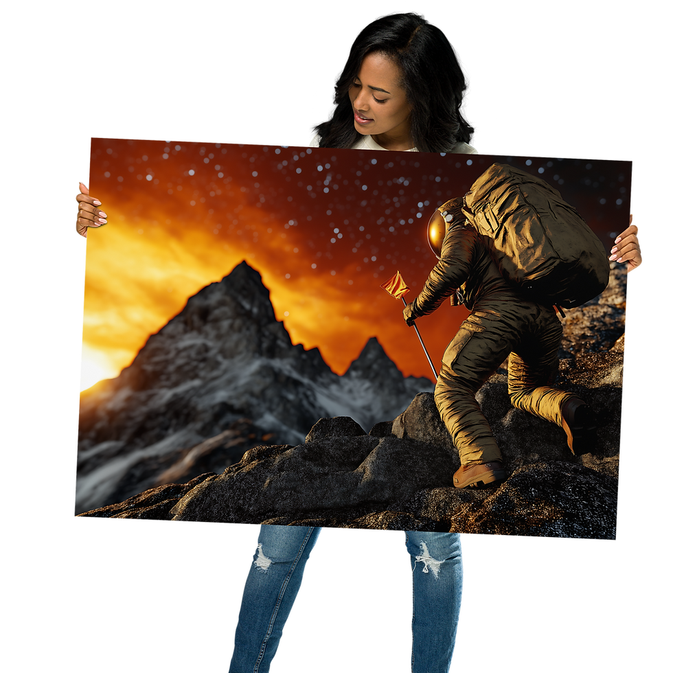 Thumbnail: Lakeside Astronaut exploring space mountains, by DesignByGade