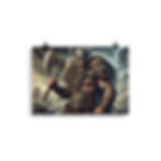 Viking warrior with axe and stormy background