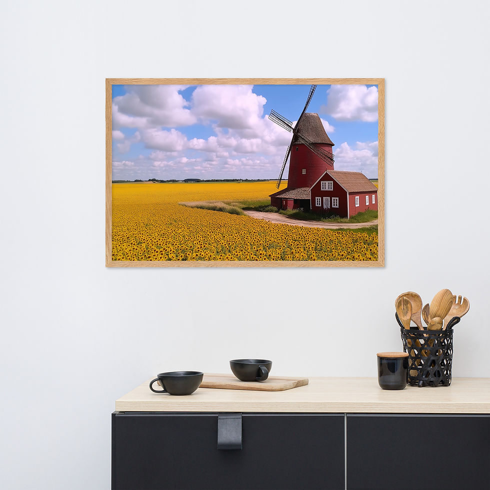 Framed Lakeside House Among Trees – Tranquil Retreat AI Art Poster by DesignByGade