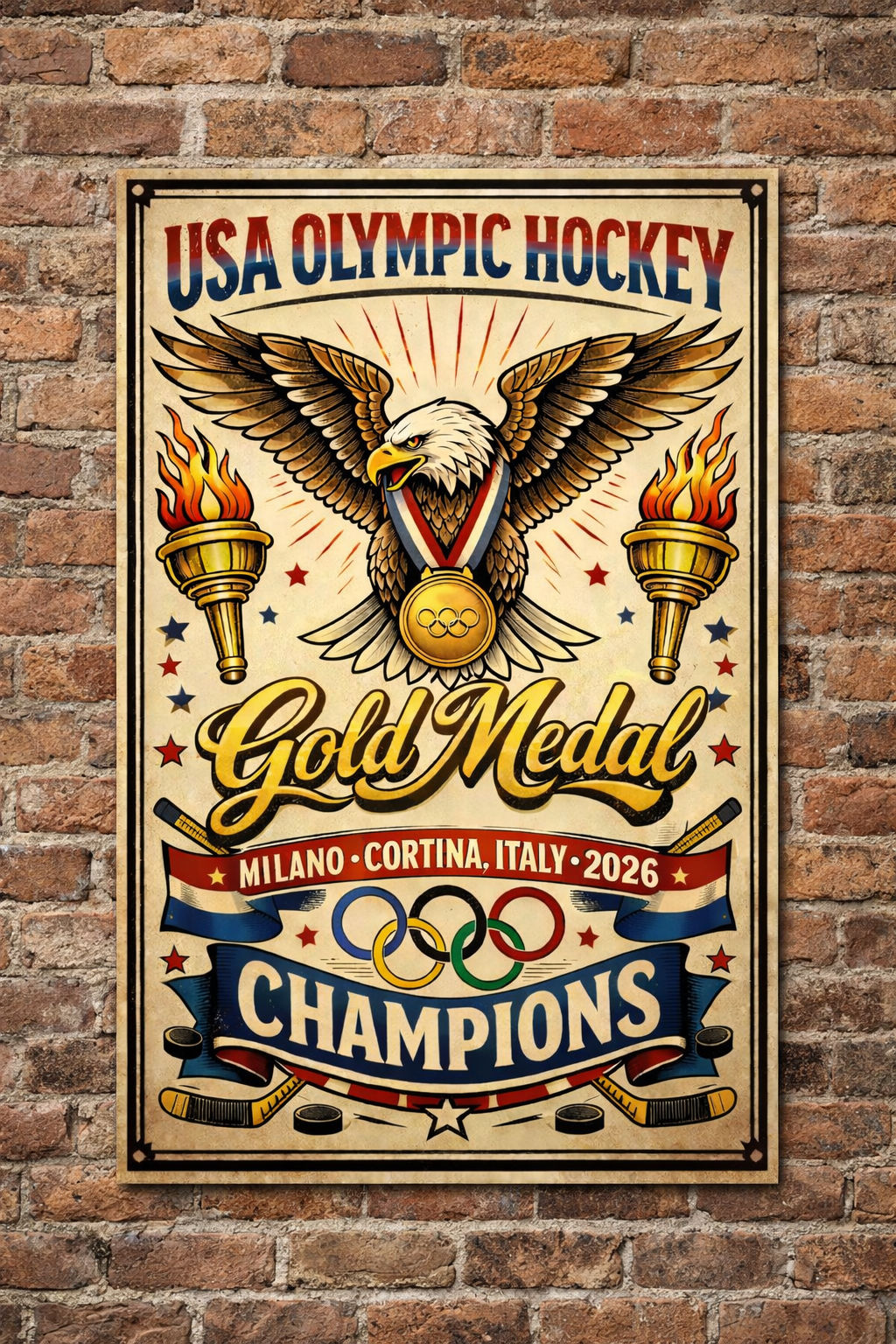 USA HOCKEY GOLD CHAMPS poster & sleeve 