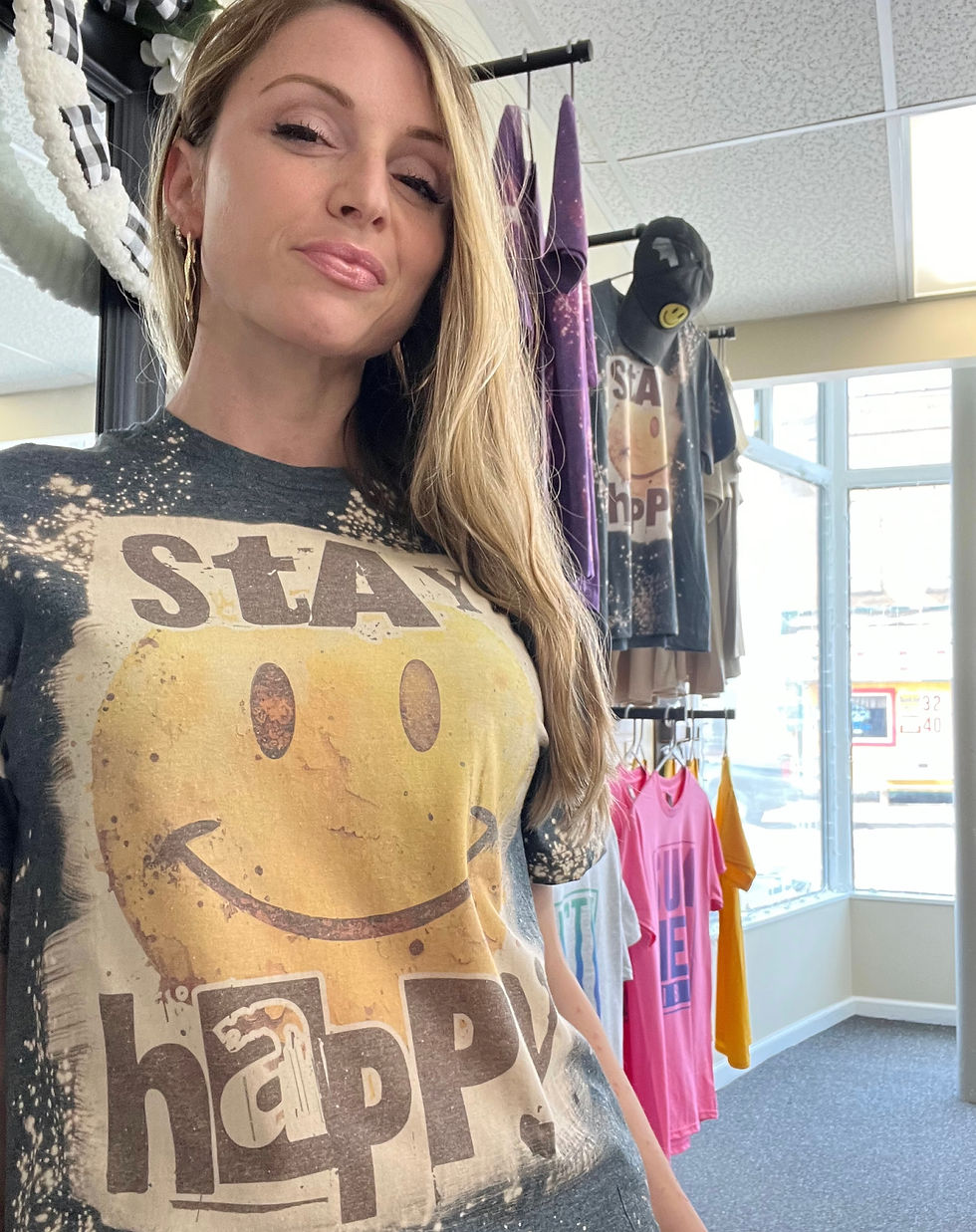 Thumbnail: Stay Happy Bleached Tee 