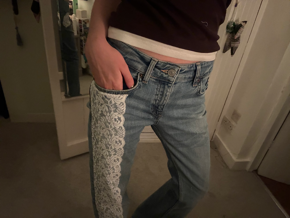 my (now) lacey jeans