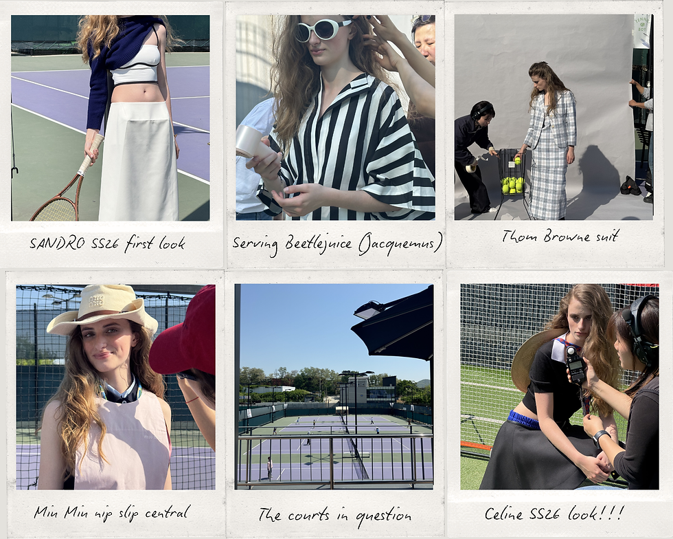 Some BTS from the tennis shoot on Friday.