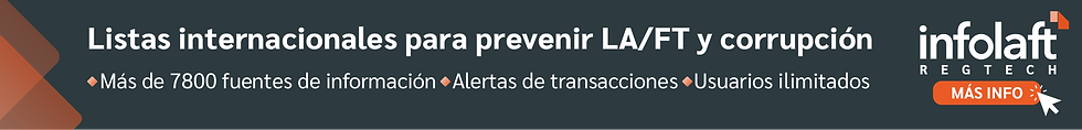 Banner de Infolaft que promociona listas internacionales para prevenir LA/FT y corrupción con servicios ilimitados.