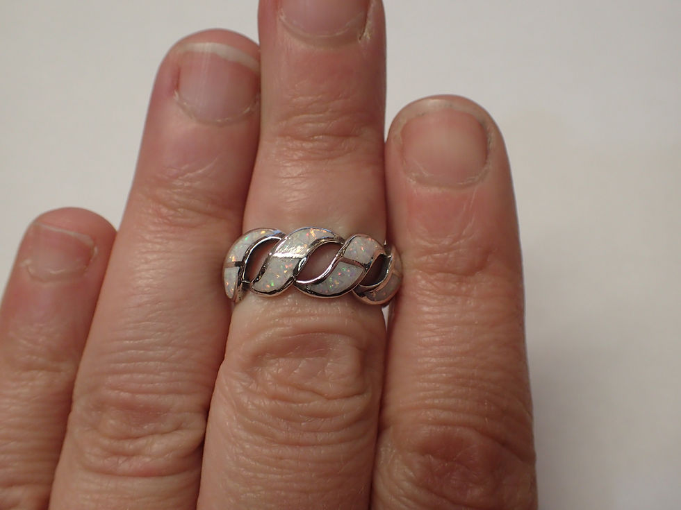 Sterling silver created opal rin