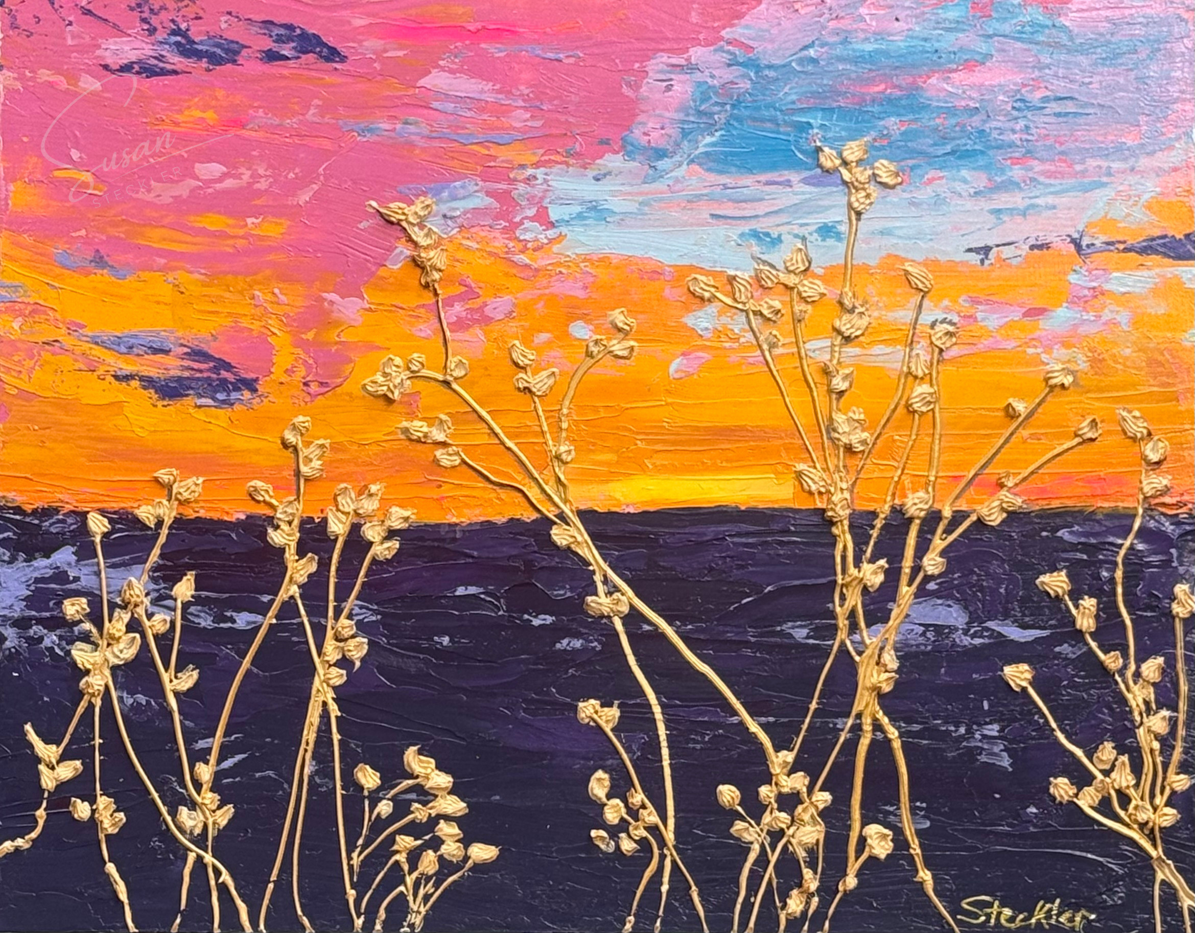 Spring Sunrise on Mount Sanitas - Original Acrylic Painting