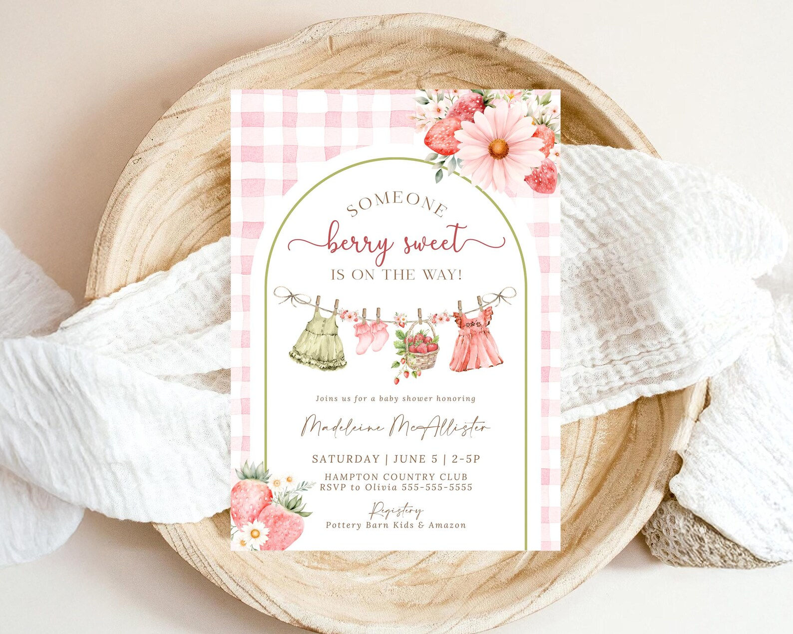 Strawberry Baby Shower Invitation