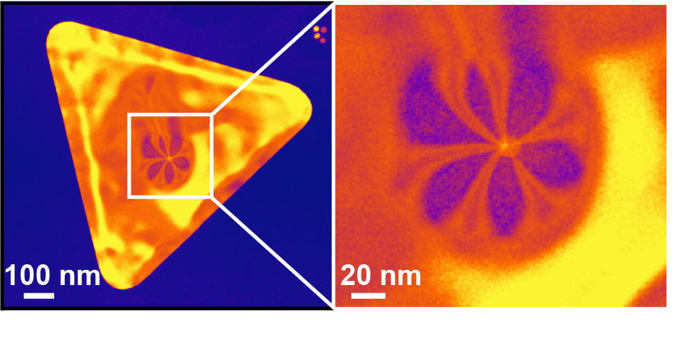 A silver nanoplate deformed by a particle