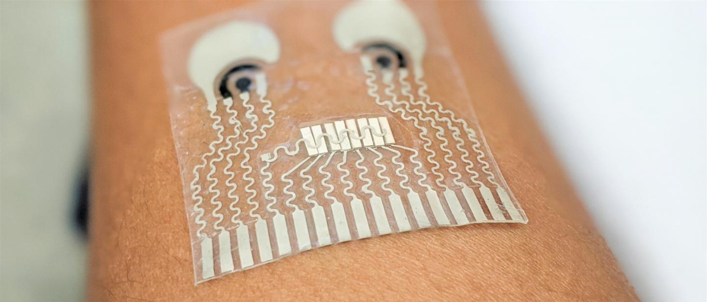 This soft, stretchy patch can monitor the wearer's blood pressure and biochemical levels at the same time
