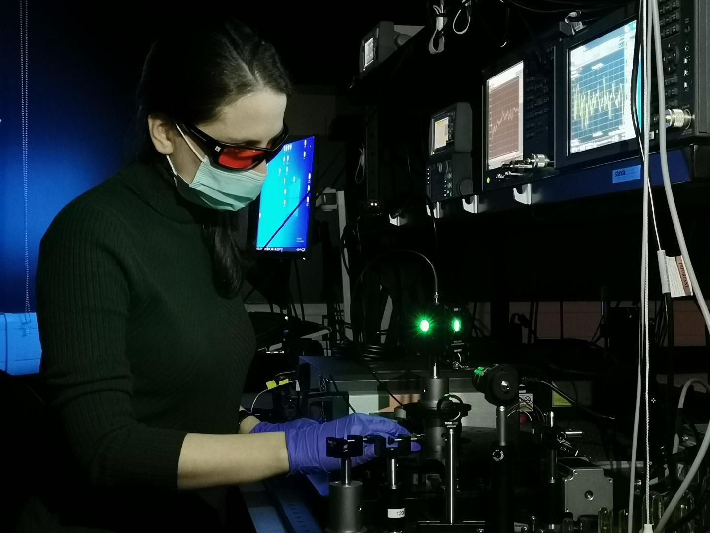 Lead author, Nasim Zarrabi measuring the photo-response of organic solar cells