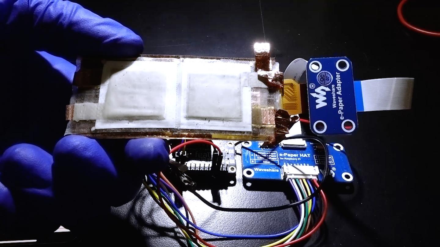 The batteries successfully powered a flexible display system