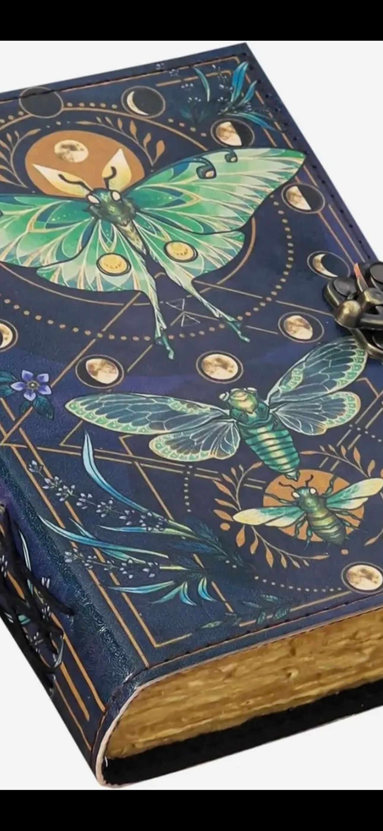 Leather Journal Blank Vintage Notebook with Butterfly Print
