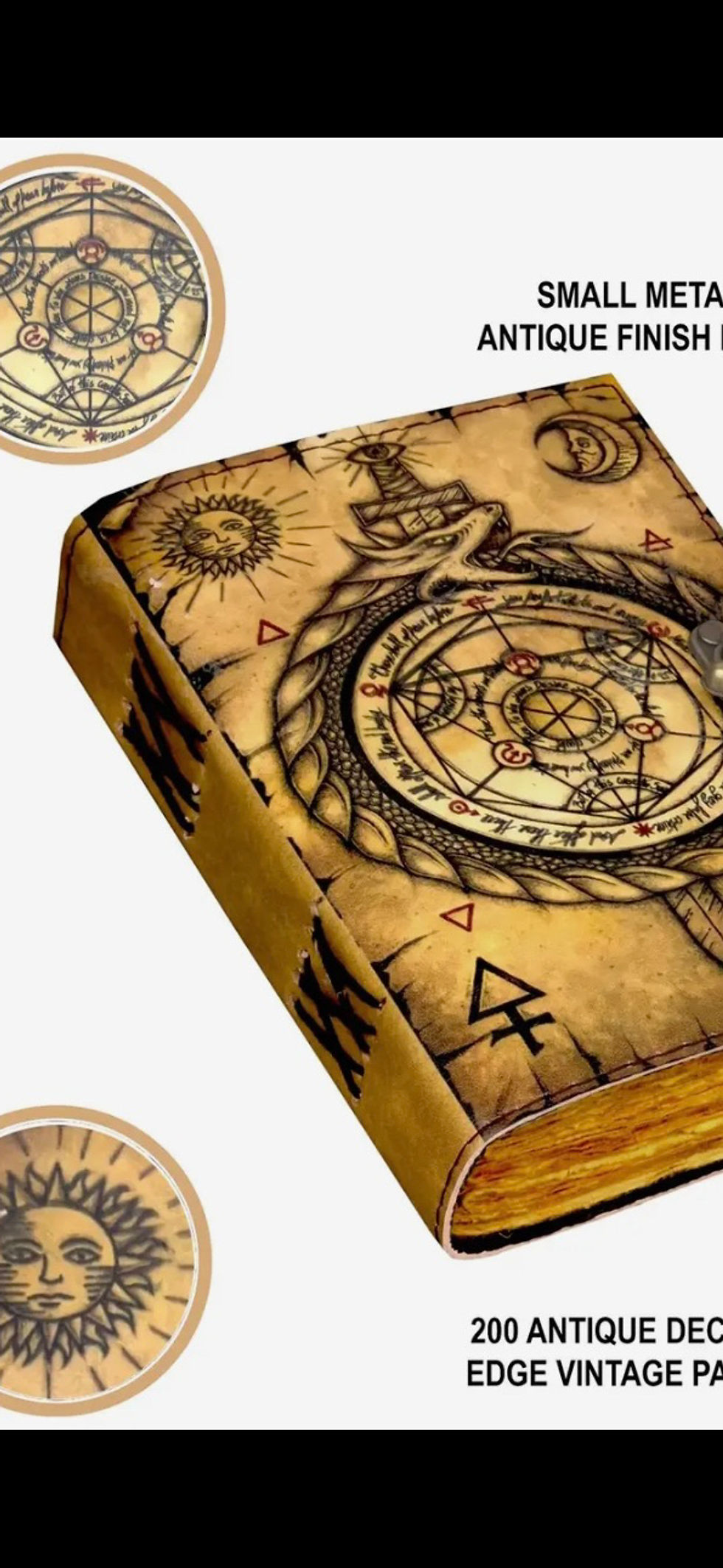 Thumbnail: Vintage Leather Journal Notebook Diary with Compass Print