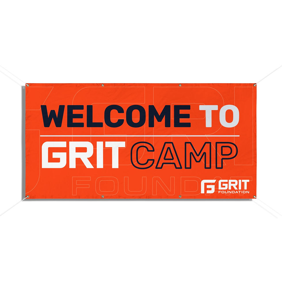 Thumbnail: Orange "Welcome to GRIT Camp" Vinyl Banner — Outdoor Event Sign
