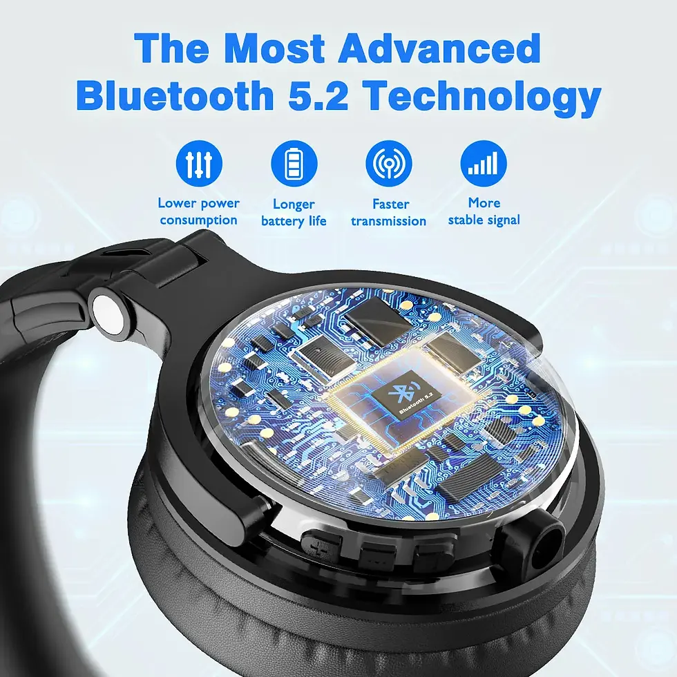 Thumbnail: Oneodio Bluetooth 5.2 Headset Wireless Headphones With Microphone 110Hrs Foldabl