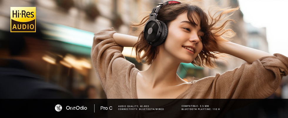 Thumbnail: Oneodio Bluetooth 5.2 Headset Wireless Headphones With Microphone 110Hrs Foldabl
