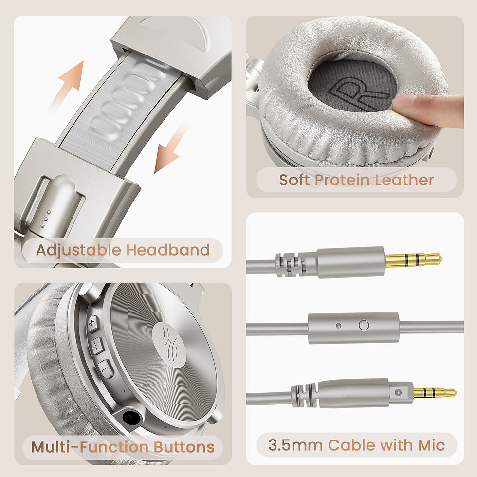 Thumbnail: Oneodio Bluetooth 5.2 Headset Wireless Headphones With Microphone 110Hrs Foldabl