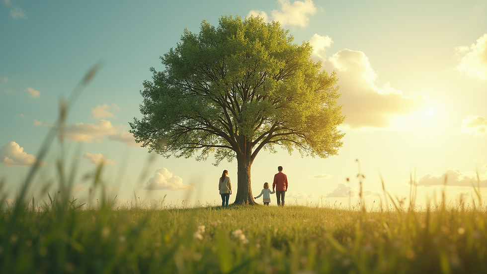 Eye-level view of a family tree illustration
