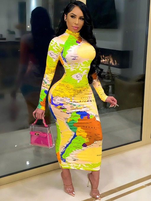 World Printed Maxi Dress