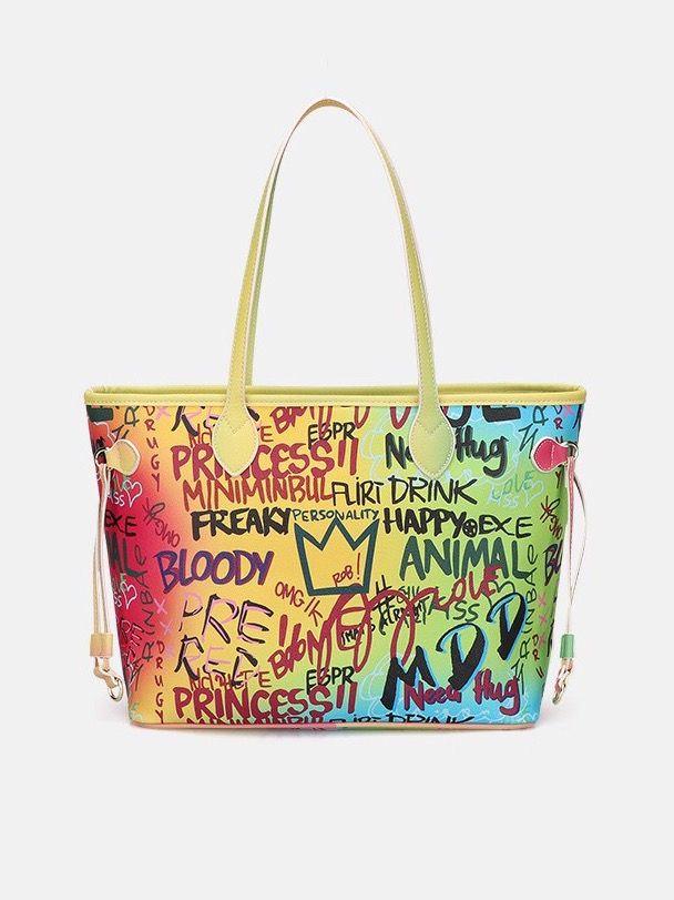 Thumbnail: Graffiti Large Tote Handbags 