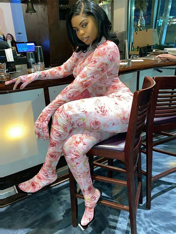 Thumbnail: Rose Print Jumpsuit 
